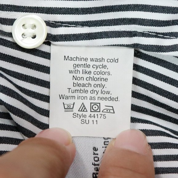 J. Crew Haberdashery Black White Pinstripe Perfect Stretch Button Up Long Sleeve - Picture 16 of 16